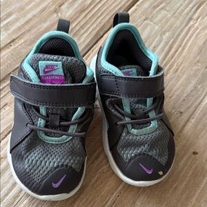 Nike Kids Flex Contact 3 Black and Teal Sneakers